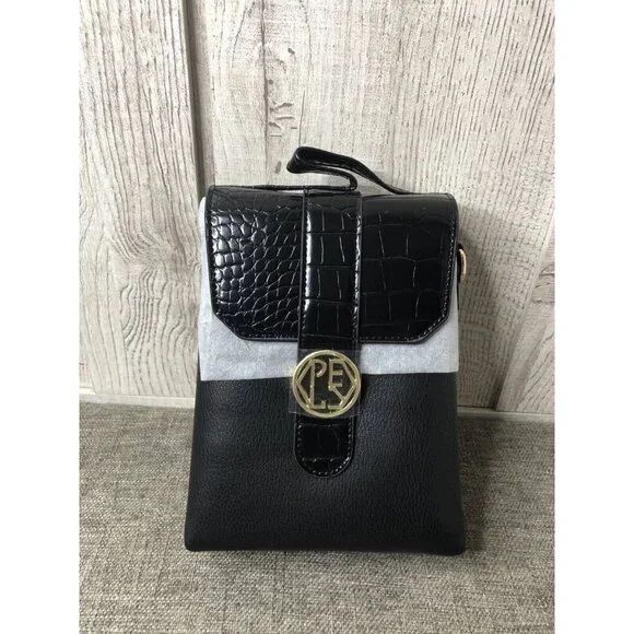 Womens Pierre Loues Black Phone Crossover Handbag w/ Handle & Detachable Strap - Picture 2 of 6